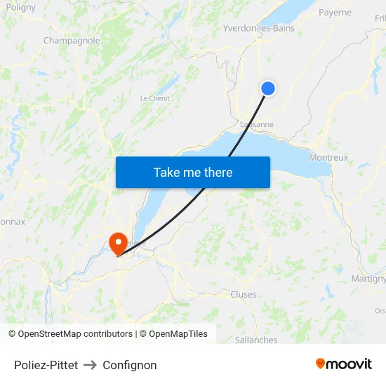 Poliez-Pittet to Confignon map