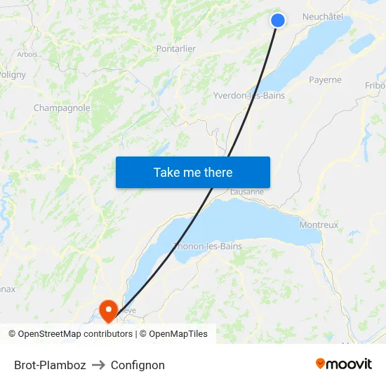 Brot-Plamboz to Confignon map