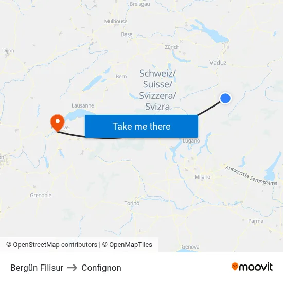 Bergün Filisur to Confignon map