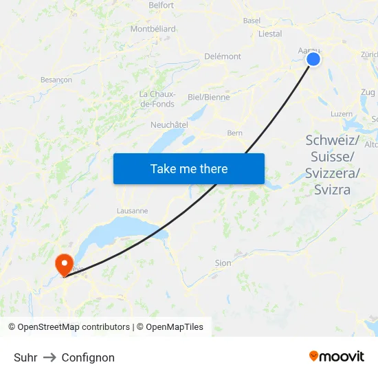 Suhr to Confignon map