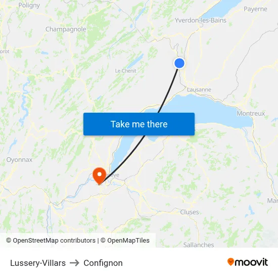 Lussery-Villars to Confignon map