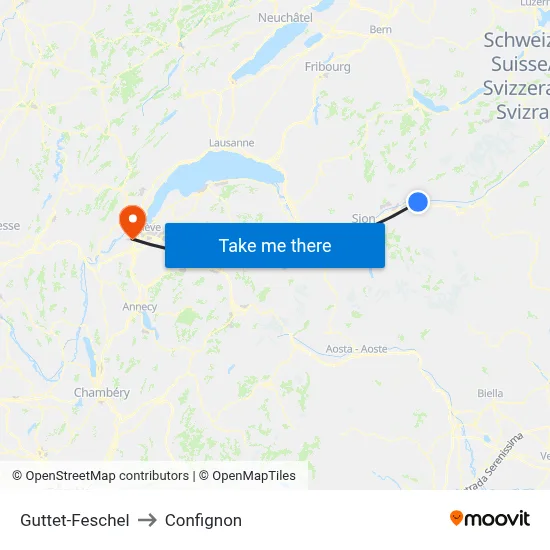 Guttet-Feschel to Confignon map