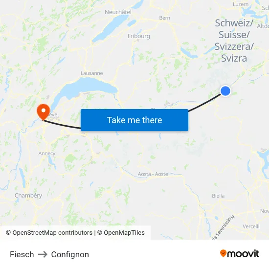 Fiesch to Confignon map