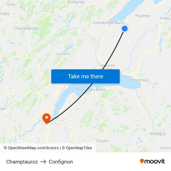 Champtauroz to Confignon map