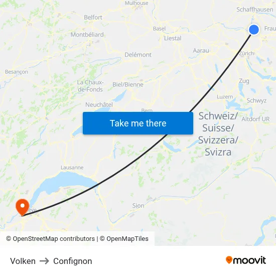 Volken to Confignon map