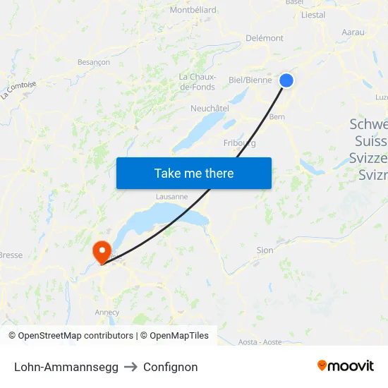 Lohn-Ammannsegg to Confignon map