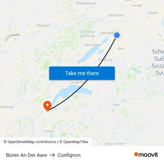 Büren An Der Aare to Confignon map