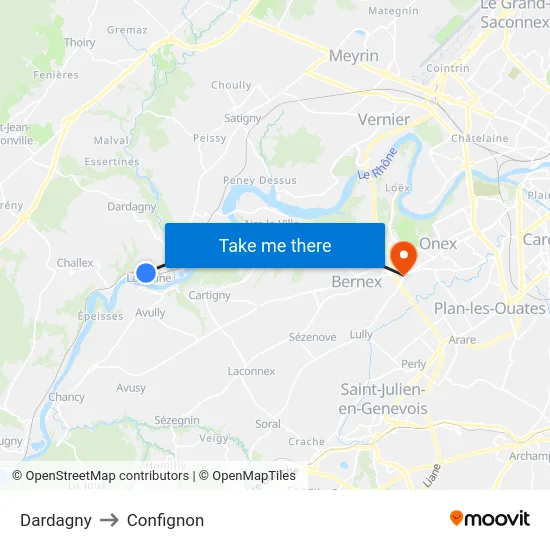 Dardagny to Confignon map