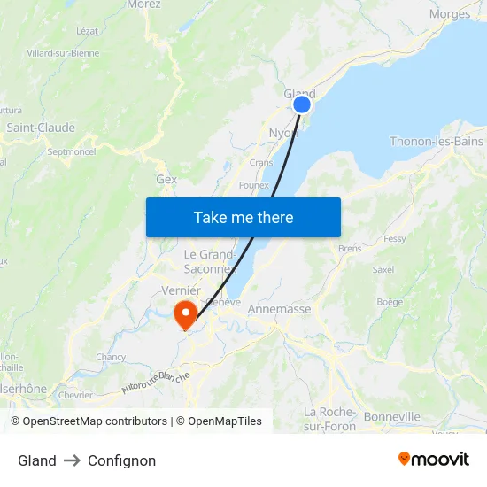 Gland to Confignon map