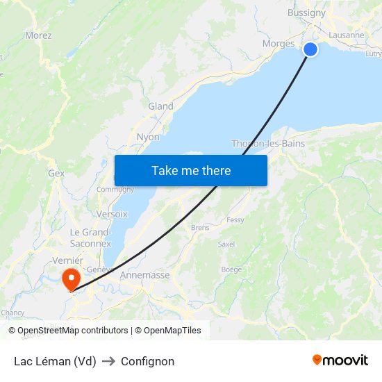 Lac Léman (Vd) to Confignon map