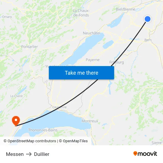 Messen to Duillier map