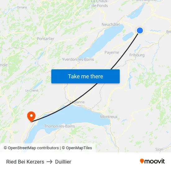 Ried Bei Kerzers to Duillier map
