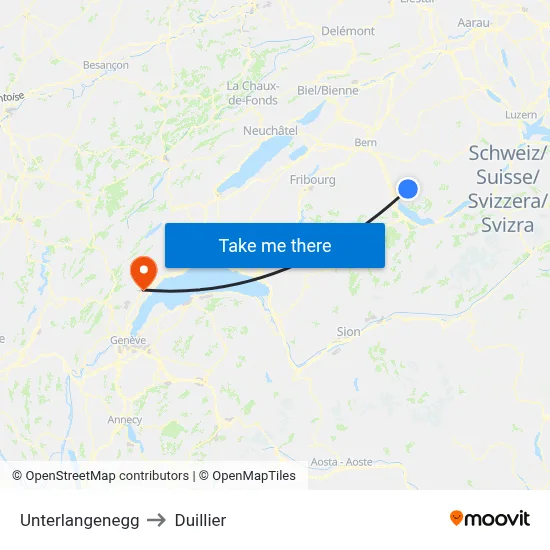 Unterlangenegg to Duillier map