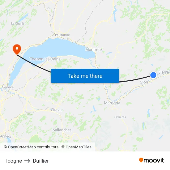 Icogne to Duillier map