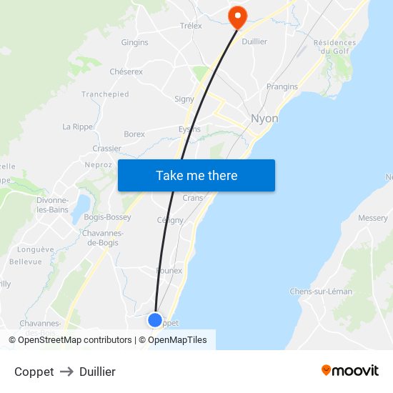 Coppet to Duillier map
