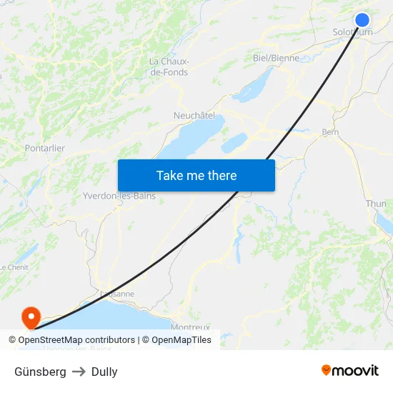 Günsberg to Dully map