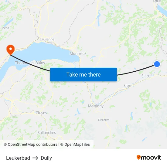 Leukerbad to Dully map