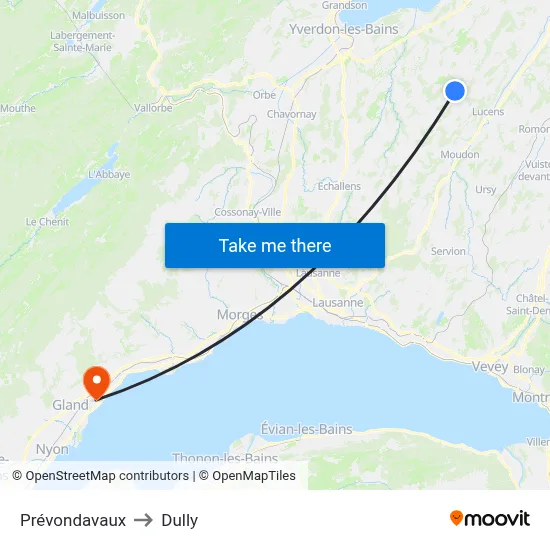 Prévondavaux to Dully map