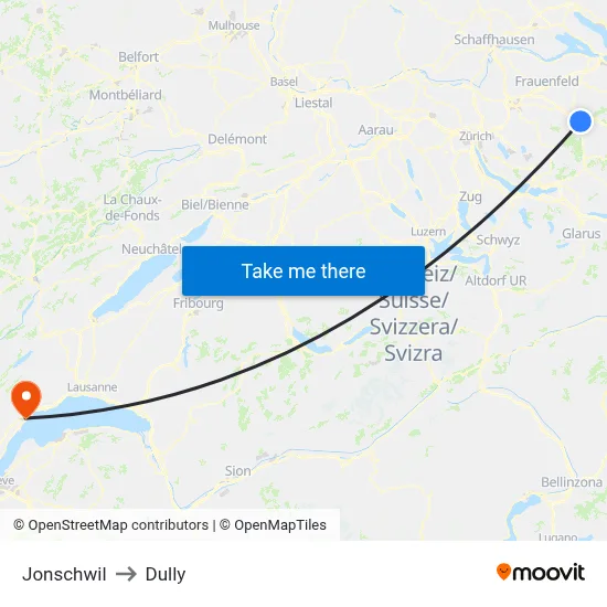 Jonschwil to Dully map