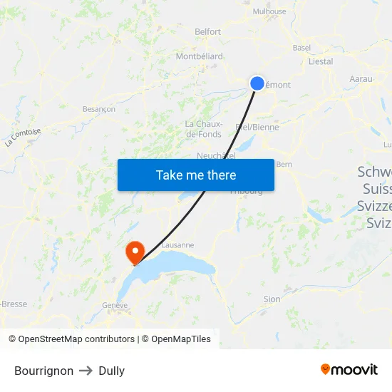 Bourrignon to Dully map