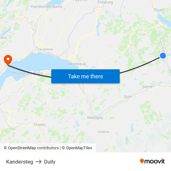 Kandersteg to Dully map