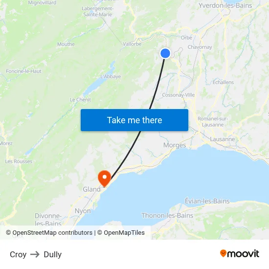 Croy to Dully map