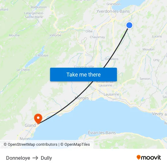 Donneloye to Dully map