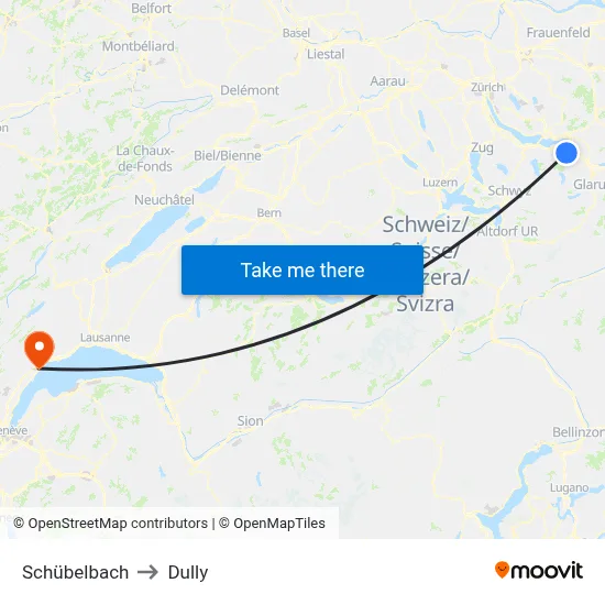 Schübelbach to Dully map