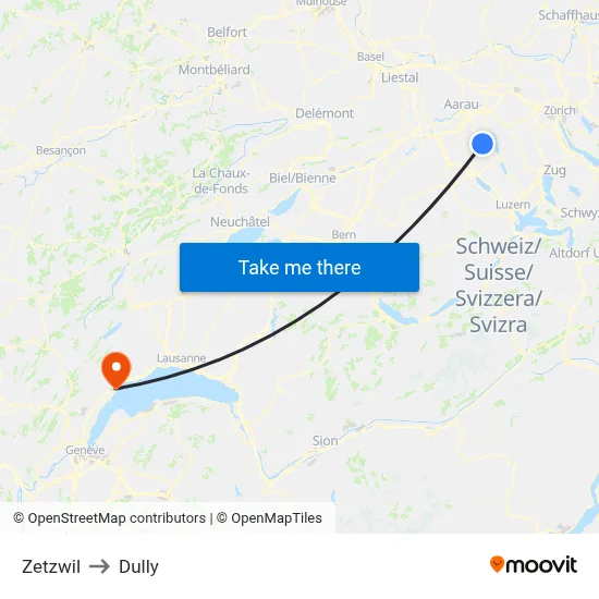 Zetzwil to Dully map
