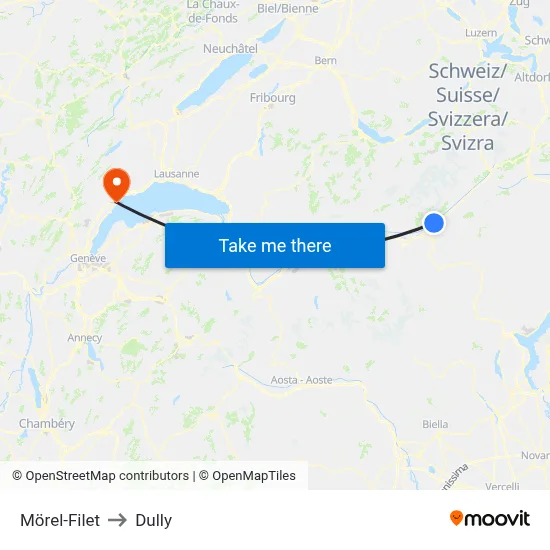 Mörel-Filet to Dully map