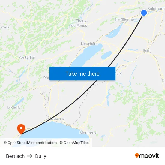 Bettlach to Dully map