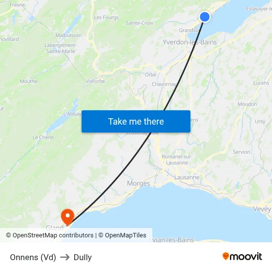 Onnens (Vd) to Dully map