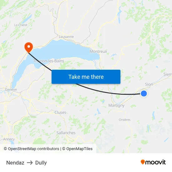 Nendaz to Dully map