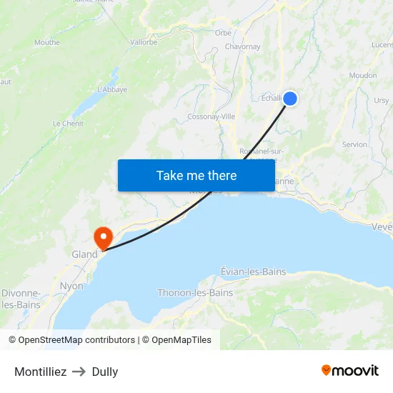 Montilliez to Dully map