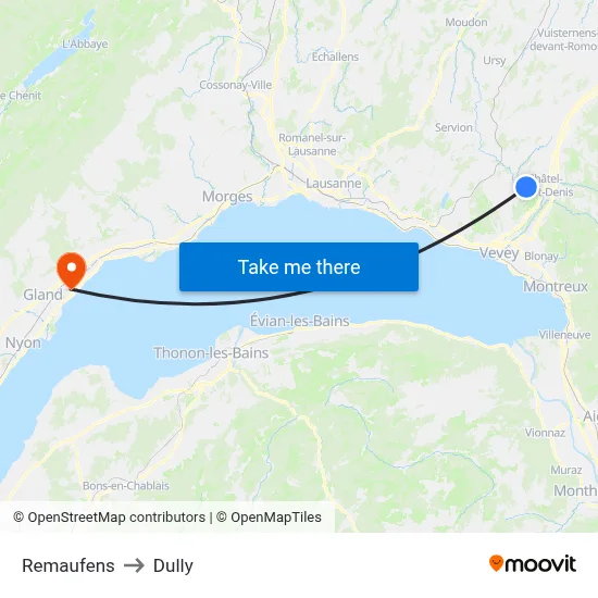 Remaufens to Dully map