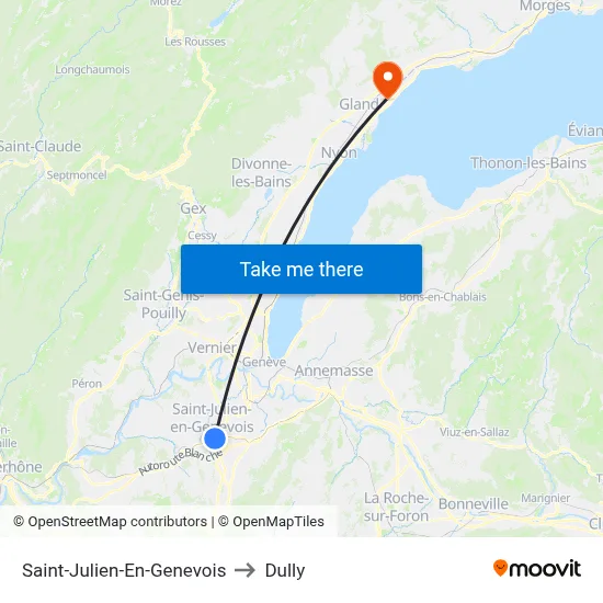 Saint-Julien-En-Genevois to Dully map