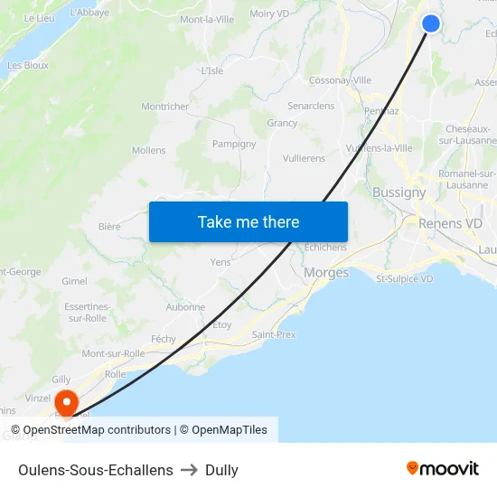 Oulens-Sous-Echallens to Dully map