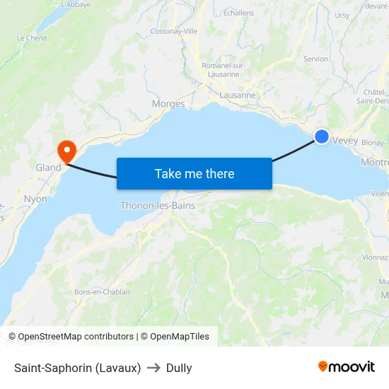 Saint-Saphorin (Lavaux) to Dully map
