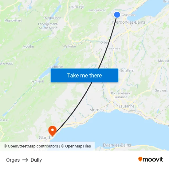 Orges to Dully map