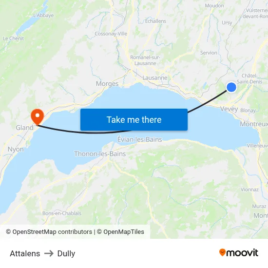Attalens to Dully map