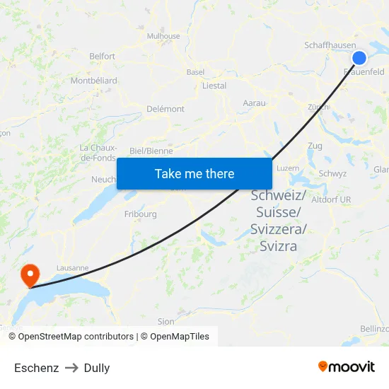 Eschenz to Dully map