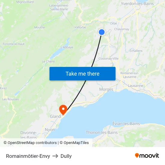 Romainmôtier-Envy to Dully map