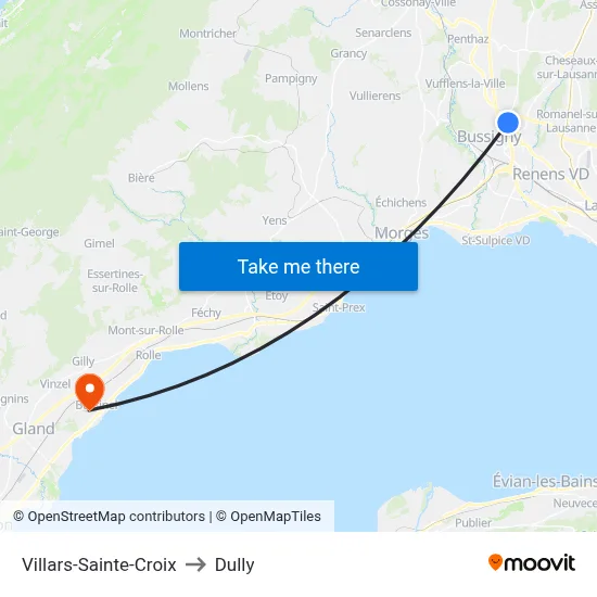 Villars-Sainte-Croix to Dully map