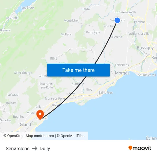 Senarclens to Dully map