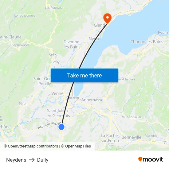 Neydens to Dully map