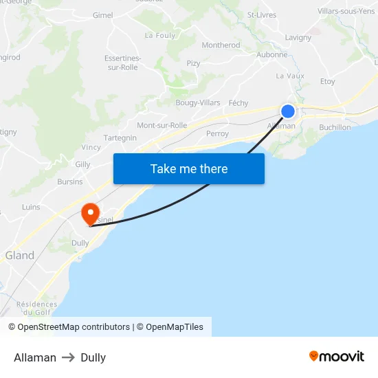 Allaman to Dully map