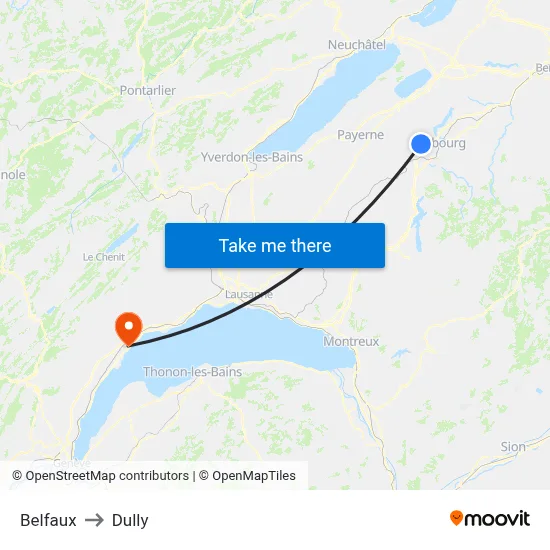 Belfaux to Dully map