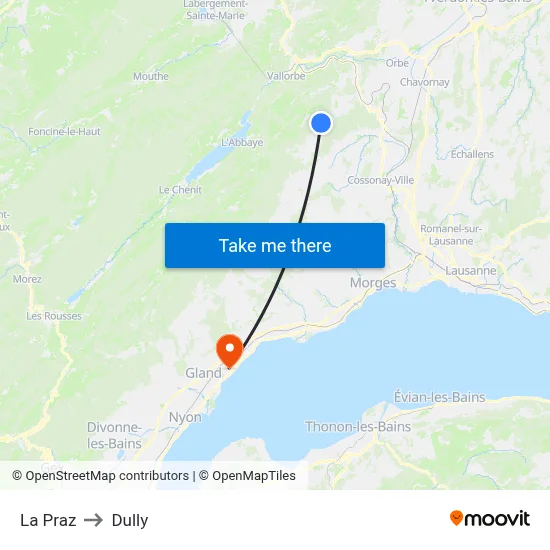 La Praz to Dully map