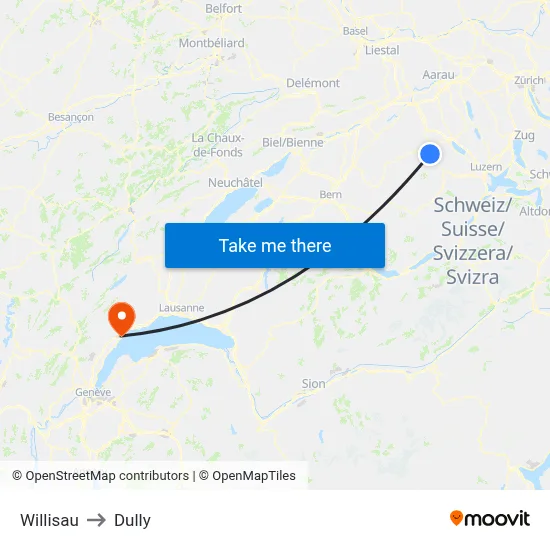 Willisau to Dully map