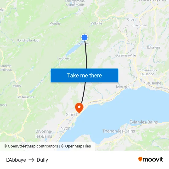 L'Abbaye to Dully map